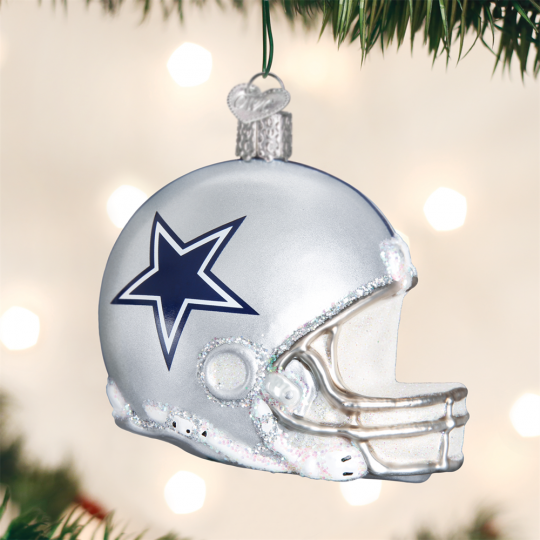 Old World Christmas Dallas Cowboy Football Helmet Glass Ornament