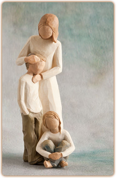 willow tree figurines mother and two sons